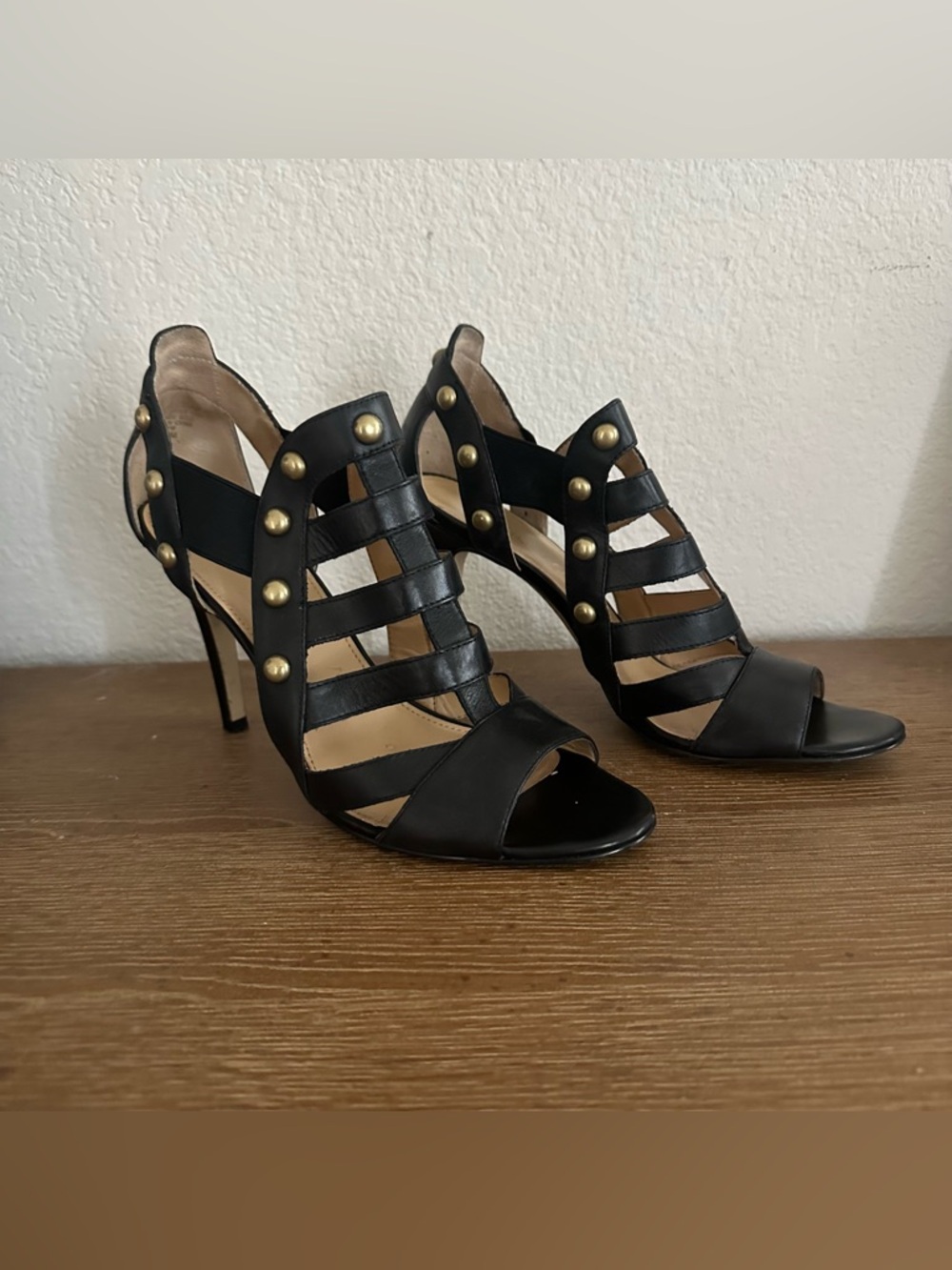 Boutique 9 Black Strappy Studded Gladiator Stiletto High Heel Sandals Size 10